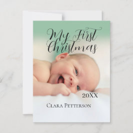 Mijn eerste kerst baby foto voeg naam jaar modern  briefkaart