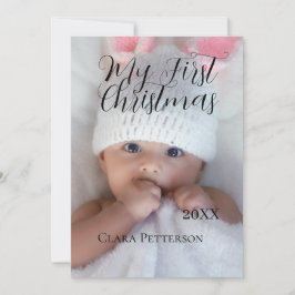 Mijn eerste kerst baby foto voeg naam jaar modern  feestdagenkaart
