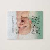 Mijn eerste kerst baby foto voeg naam jaar modern legpuzzel (Horizontaal)