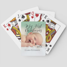 Mijn eerste kerst baby foto voeg naam jaar modern  pokerkaarten