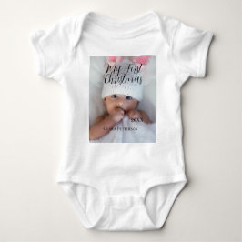 Mijn eerste kerst baby foto voeg naam jaar modern  romper