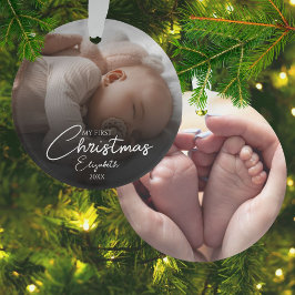 Mijn eerste Kerst Baby Foto's Elegant Script Ornament