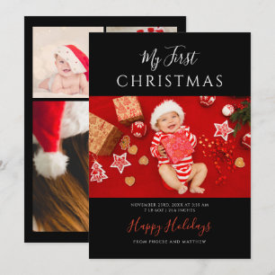 Mijn Eerste Kerst Baby Foto's Modern Feestdagenkaart