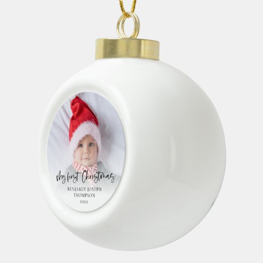 Mijn eerste kerst Baby fotoscript Keramische Bal Ornament (Rechts)