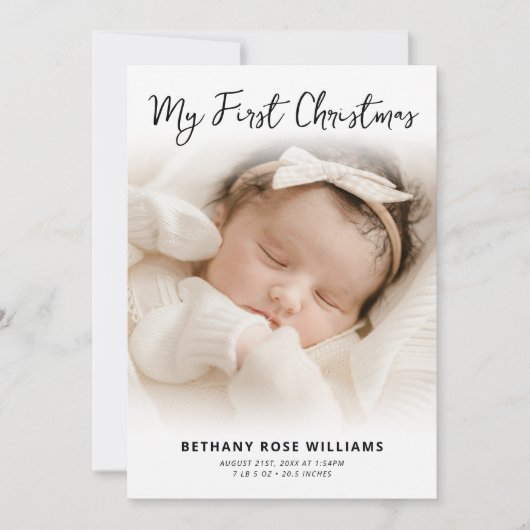 Mijn Eerste Kerst Baby Geboorte Foto Feestdagenkaart (Voorkant)