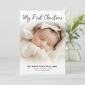 Mijn Eerste Kerst Baby Geboorte Foto Feestdagenkaart (Staand voorkant)