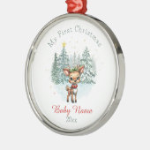 Mijn eerste Kerst Baby Herten aangepaste naam Keep Metalen Ornament (Links)
