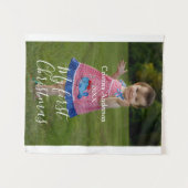 Mijn eerste kerst baby meisje foto naam jaar eenvo wandkleed (Voorkant (horizontaal))