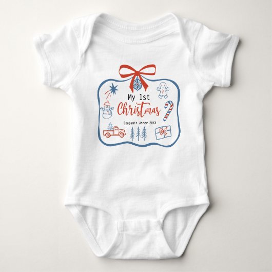 Mijn eerste kerst baby persoonlijk babyhemdje romper (Voorkant)