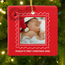 Mijn Eerste Kerst Baby Postzegel Foto 