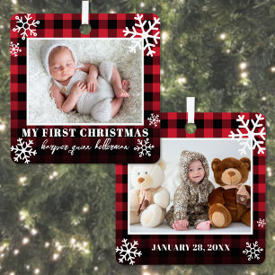 Mijn eerste kerst babyfoto metalen ornament