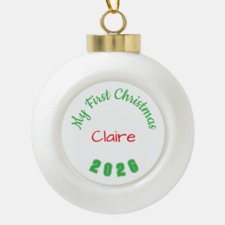 Mijn Eerste Kerst Bal (Kortere naam) - Keramische Bal Ornament