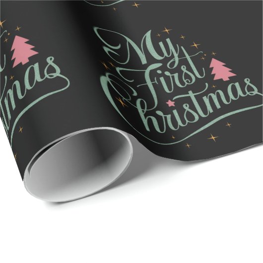 Mijn eerste kerst bijpassende familie Xmas pasgebo Cadeaupapier (Rol Hoek)