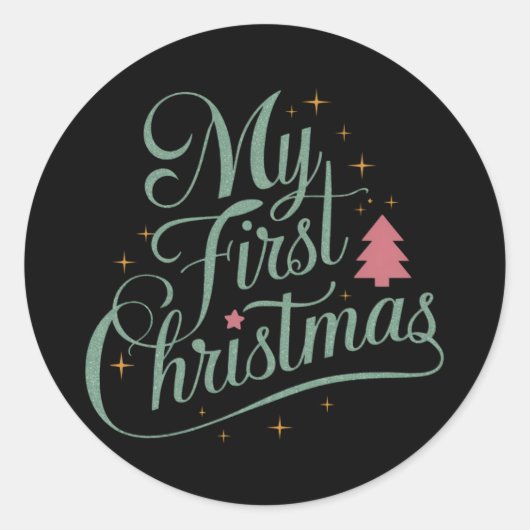 Mijn eerste kerst bijpassende familie Xmas pasgebo Ronde Sticker (Voorkant)