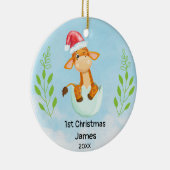 Mijn eerste kerst blauwe baby jongen Giraffe Keramisch Ornament (Rechts)