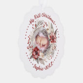 Mijn eerste kerst bloemenkrans foto baby ornament kaart (Rechts)