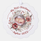Mijn eerste kerst bloemenkrans foto baby ornament kaart (Voorkant)