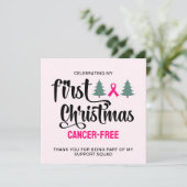 MIJN EERSTE KERST Borstkanker Gratis Dank u Feestdagenkaart (Staand voorkant)