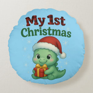 Mijn eerste kerst Dino jongen Rond Kussen