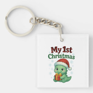 Mijn eerste kerst Dino jongen Sleutelhanger