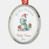 Mijn eerste kerst dinosaurus aangepaste naam Keeps Metalen Ornament (Links)