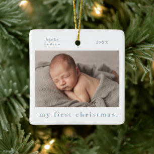 Mijn eerste kerst eenvoudige babyfoto keramisch ornament