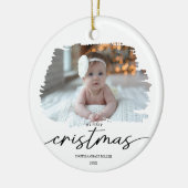 Mijn eerste kerst elegante moderne Baby foto Keramisch Ornament (Links)