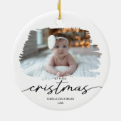 Mijn eerste kerst elegante moderne Baby foto Keramisch Ornament (Achterkant)