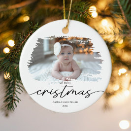 Mijn eerste kerst elegante moderne Baby foto Keramisch Ornament