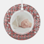 Mijn Eerste Kerst Foto Buffalo Plaid Glas Ornament (Voorkant)