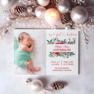 Mijn Eerste Kerst Foto Geboorteaankondiging Aankondiging