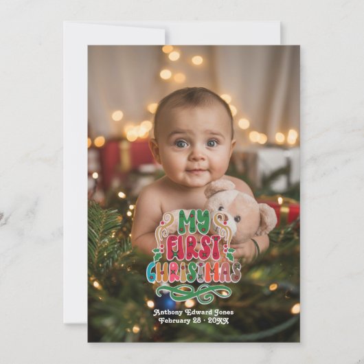 Mijn eerste kerst fotocollage feestdagenkaart (Voorkant)