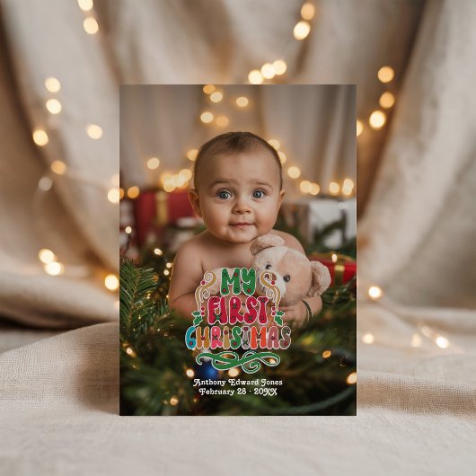 "Mijn eerste kerst" Fotocollage Feestdagenkaart