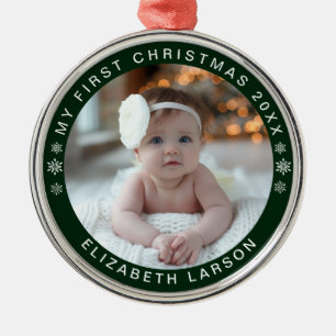 Mijn eerste kerst gepersonaliseerde Baby foto groe Metalen Ornament