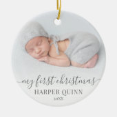 Mijn eerste kerst gepersonaliseerde Baby foto Keramisch Ornament (Voorkant)