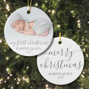 Mijn eerste kerst gepersonaliseerde Baby foto Keramisch Ornament