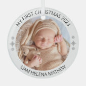 Mijn eerste kerst gepersonaliseerde elegante Baby  Glas Ornament (Voorkant)