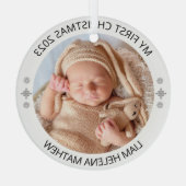 Mijn eerste kerst gepersonaliseerde elegante Baby  Glas Ornament (Achterkant)