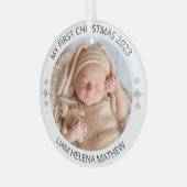 Mijn eerste kerst gepersonaliseerde elegante Baby  Glas Ornament (Voorkant links)