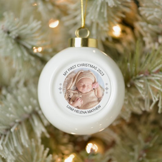 Mijn eerste kerst gepersonaliseerde elegante Baby  Keramische Bal Ornament (Boom)