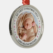 Mijn eerste kerst gepersonaliseerde elegante Baby  Metalen Ornament (Rechts)