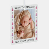 Mijn eerste kerst gepersonaliseerde elegante Baby  Metalen Ornament (Voorkant Rechts)