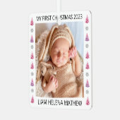 Mijn eerste kerst gepersonaliseerde elegante Baby  Metalen Ornament (Voorkant links)