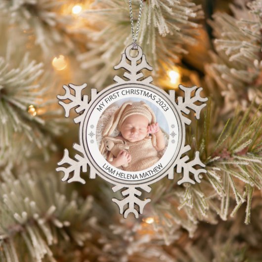 Mijn eerste kerst gepersonaliseerde elegante Baby  Tin Sneeuwvlok Ornament (Boom)