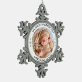 Mijn eerste kerst gepersonaliseerde elegante Baby Tin Sneeuwvlok Ornament (Links)