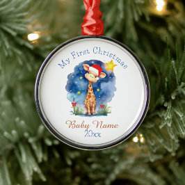 Mijn eerste kerst Giraffe aangepaste naam Keepsake Metalen Ornament
