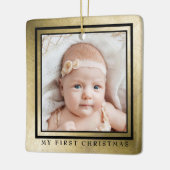 Mijn eerste kerst goud zwart Baby foto Keramisch Ornament (Links)
