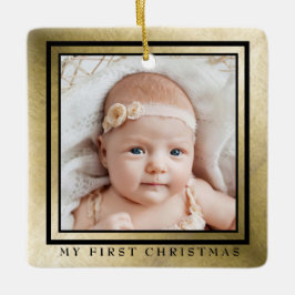 Mijn eerste kerst goud zwart Baby foto Keramisch Ornament