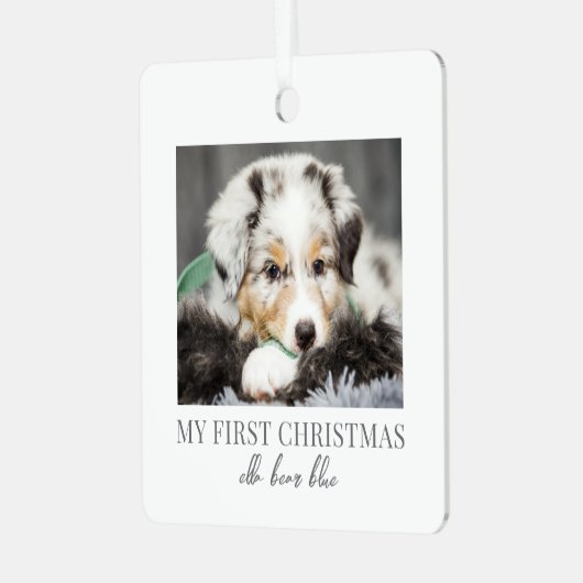 Mijn eerste kerst hond foto metalen ornament (Voorkant links)