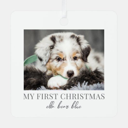 Mijn eerste kerst hond foto metalen ornament (Voorkant)